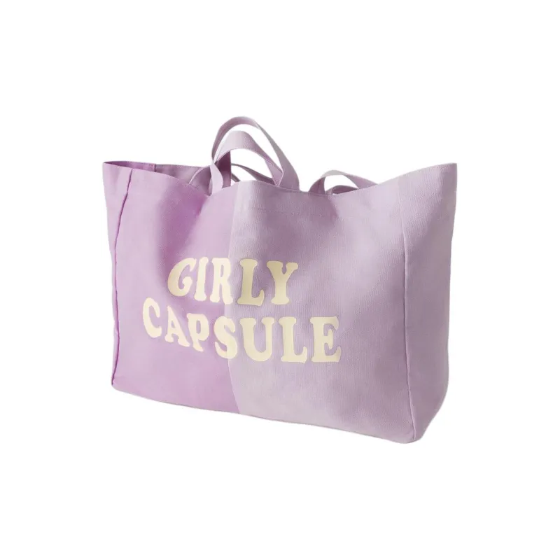 ZARA Cotton Tote Bag Shopping Bag Handbag Shoulder Bag Regular Women's Purple Lilac Color-1