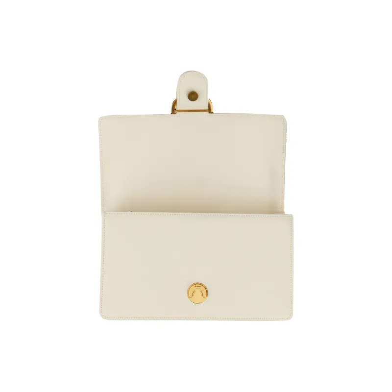 PINKO Cowhide Leather Shoulder Bag Crossbody Bag Women's White-3