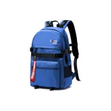 Horizontal Strap Backpack-Clear Plan-Blue