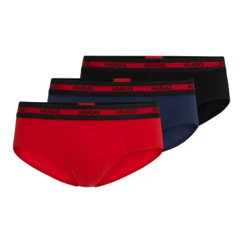 HUGO BOSS Three-Pack Of Stretch-Cotton Briefs With Logo Waistbands Underpants Men's 3 Pack