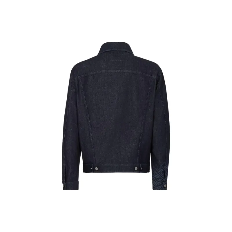 FENDI Logo Monogram Detailed Denim Jacket-1