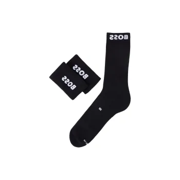 HUGO BOSS Logo-Trimmed Regular-Length Socks And Wristbands Gift Set Socks Sets Men's 1 Pack Black