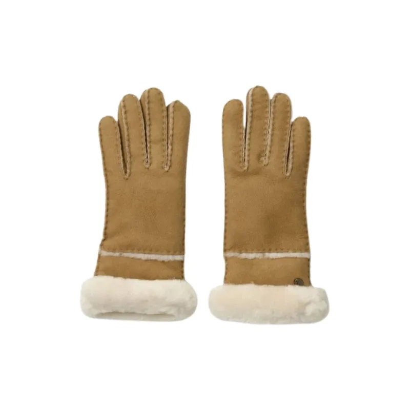 UGG Sheepskin Knit Gloves Unisex Camel-0