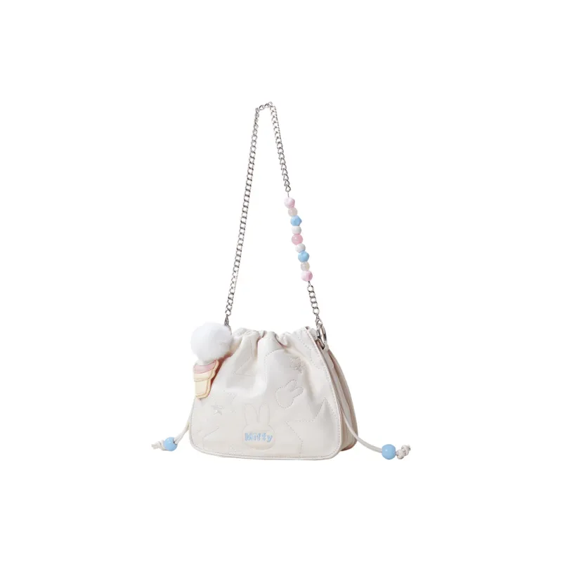 Miffy Synthetic Leather Shoulder Bag Bucket Bag Chain Bag Crossbody Bag Regular Women's White/Pink-1