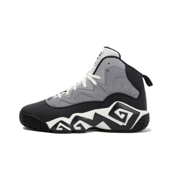 FILA MB Cushioning Wear Resistant Mid Top Basketball Shoes Unisex Black White Gray