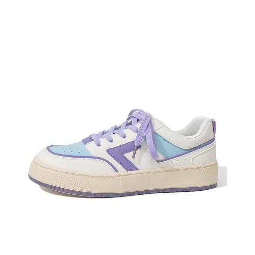 Feiyue Skateboard Shoes Women's Low-Top Beige/Light Blue/Purple