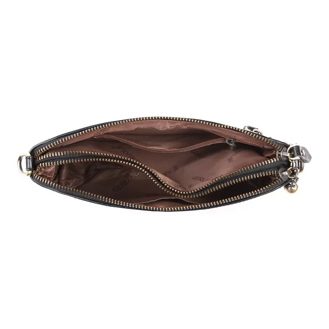 Gorora Top Grain Cow Leather Shoulder Bag Crossbody Bag Small Size Women's Classic Black/Burgundy/Peacock Blue/Brown-3
