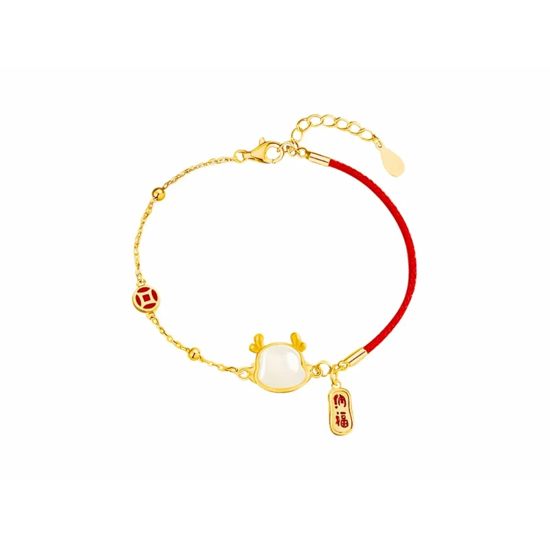 Muyan Colored Glaze Cute Dragon Brings Fortune Jade Bracelet Women's-0