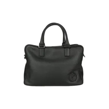 GIORGIO ARMANI Genuine Leather Handbag Men's Black