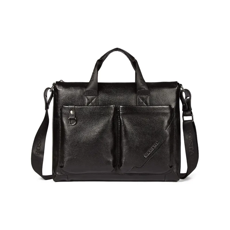 BOSTANTEN Cow Leather One Shoulder Handbags Men's Black/Coffee-1