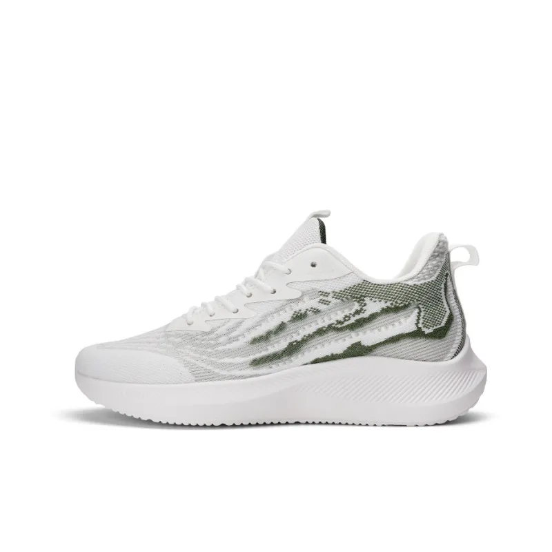 Warrior Wear-Resistant Lightweight Height Increasing Low-Top Running Shoes Men's White Green-0