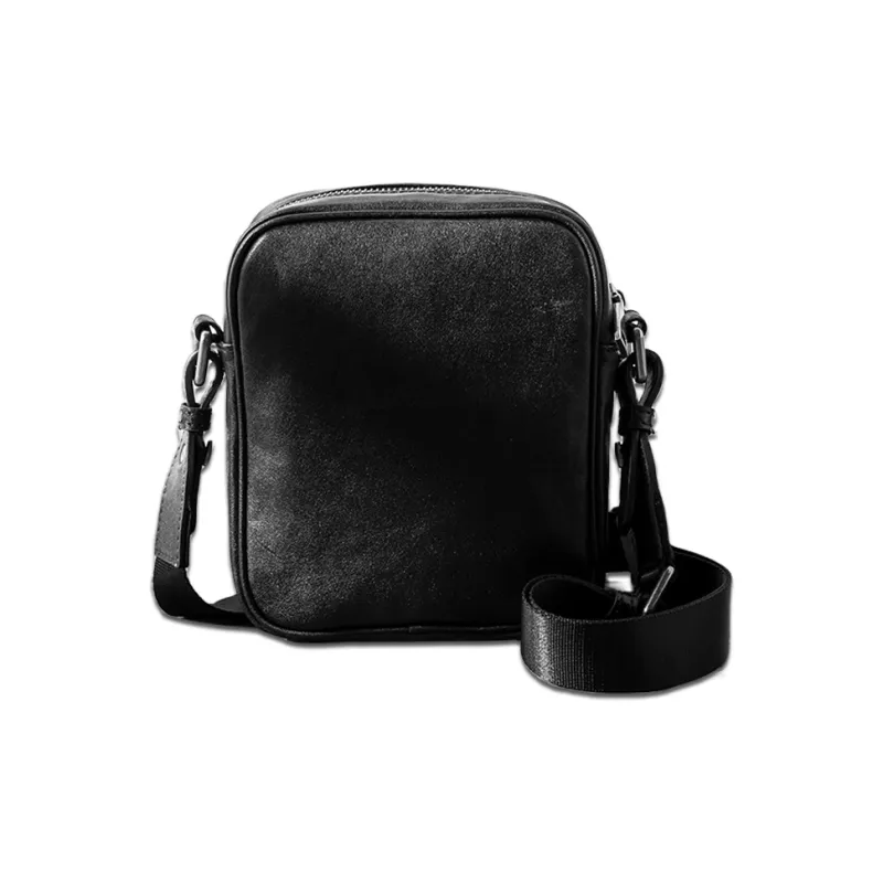 Back Step Top Grain Vegetable Tanned Cow Leather Genuine Leather Shoulder Bag Crossbody Bag Regular Unisex Black-2