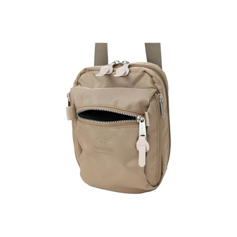 Anello Polyester Wallet Crossbody Bag Shoulder Bag Unisex Light Brown-4