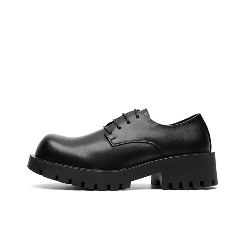 GZZ Dress Shoes Men Low Top Black-8
