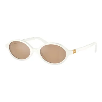 MIU MIU Acetate Oval Sunglasses Women's White