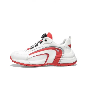 KOLUMB Cushioning, Wear Resistant Low Top Chunky Sneakers Men's White Red