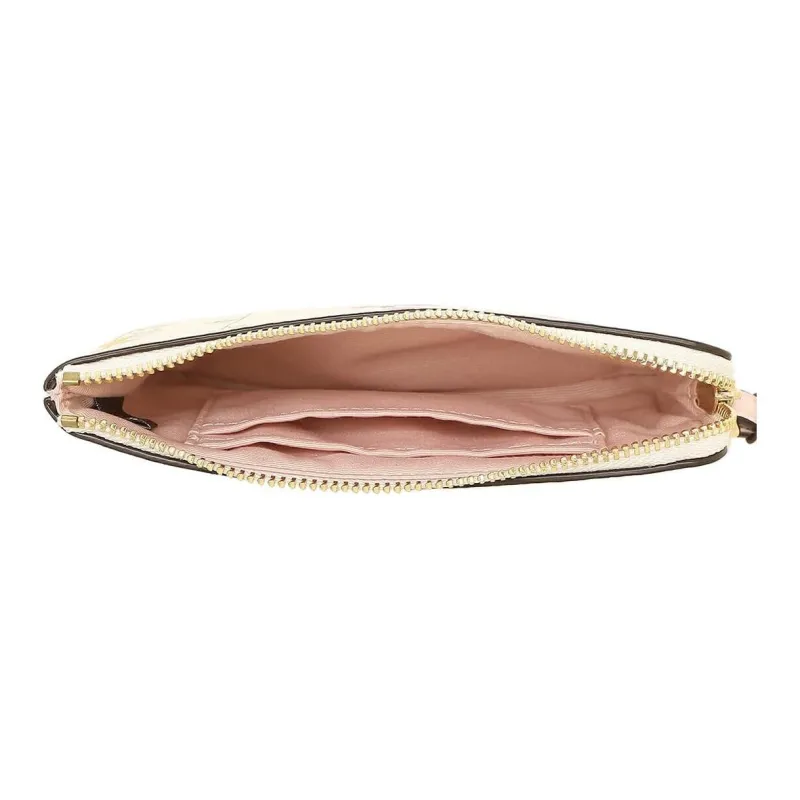 COACH Corner Zip Leather Clutch Trumpets Women's Pink White-3