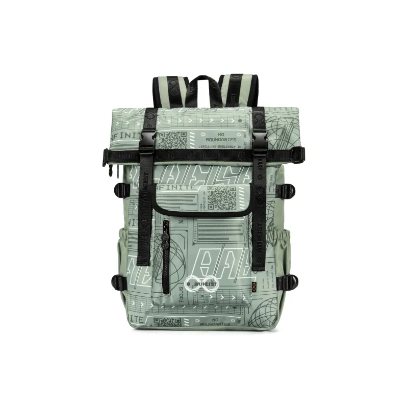 8atheist Polyester Backpack Multi Compartment Backpack Unisex Light Gray Green-0