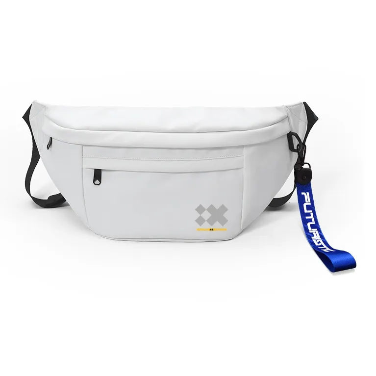 ElevethSign Polyester Crossbody Bag Sling Bag One Shoulder Backpack Crossbody Sling Bag Large Size Unisex White/Black-3