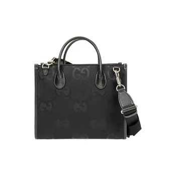 GUCCI Canvas With Leather Trim Tote Bag Shopping Bag Canvas Bag Shoulder Bag Crossbody Bag Handbag Women's Black