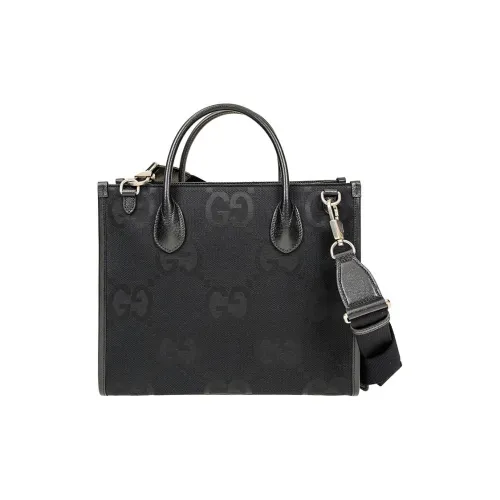 GUCCI Canvas With Leather Trim Tote Bag Shopping Bag Canvas Bag Shoulder Bag Crossbody Bag Handbag Women's Black