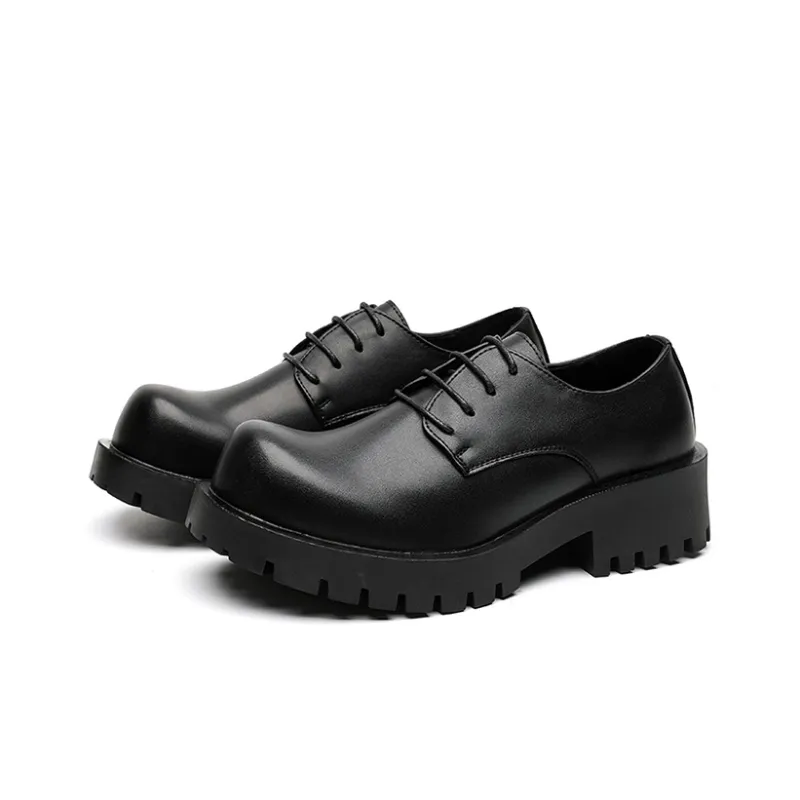 GZZ Dress Shoes Men Low Top Black-2