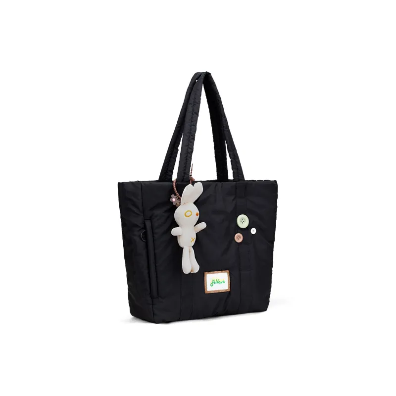 Fillove Fabric Tote Bag Shopping Bag Handbag Shoulder Bag Unisex Black-2
