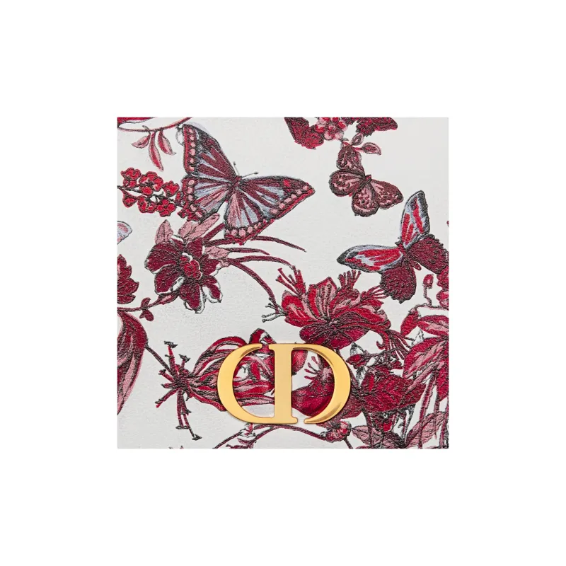 DIOR Caro Calfskin Wallet Women's White & Red-4