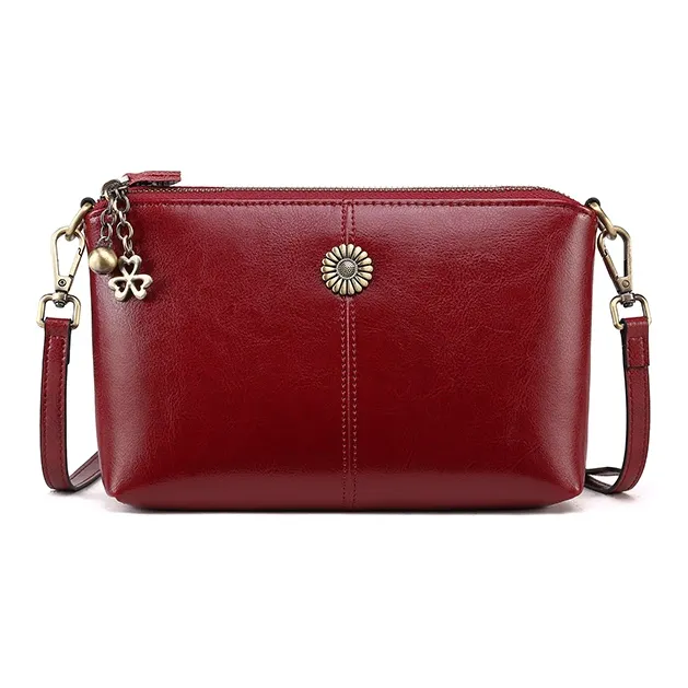 Gorora Top Grain Cow Leather Shoulder Bag Crossbody Bag Small Size Women's Classic Black/Burgundy/Peacock Blue/Brown-5