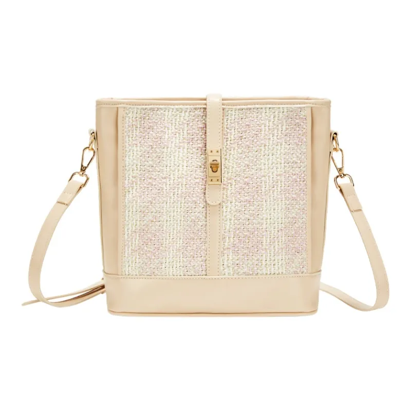 JANE KLAIN Fabric, Synthetic Leather Shoulder Bags Regular Women's Green/Apricot-4