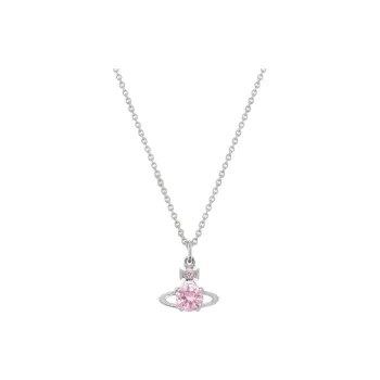 Vivienne Westwood Brass, Cubic Zirconia Crystal Necklaces Women's Pink/Silver Chain
