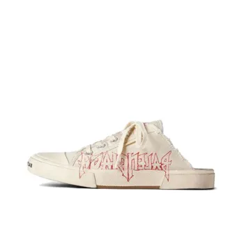 Balenciaga Paris Closed Toe Slippers Women's White Red