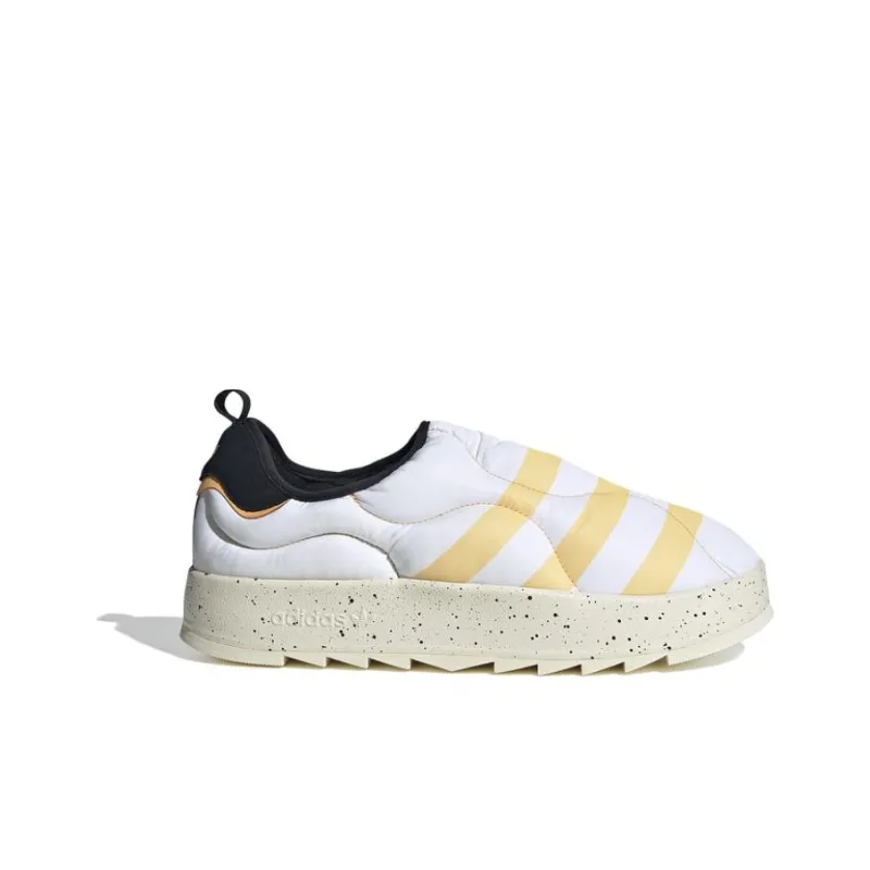 Adidas Originals Puffylette Cushioning, Wear Resistant Low Top Casual Shoes Unisex Black White Yellow-1