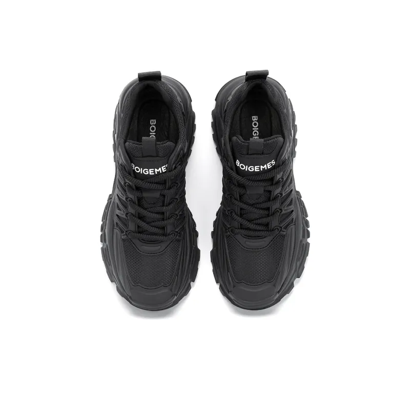 BOIGEMES Low Top Chunky Sneakers Men's Black-3