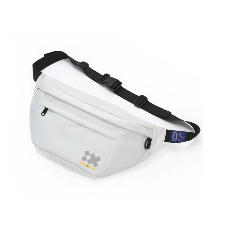 ElevethSign Polyester Crossbody Bag Sling Bag One Shoulder Backpack Crossbody Sling Bag Large Size Unisex White/Black-4