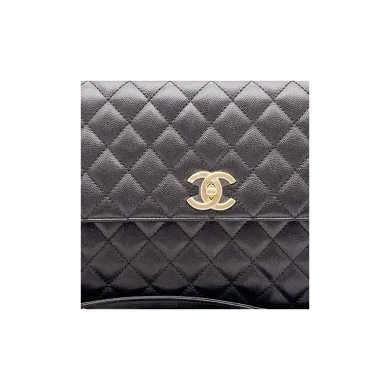 CHANEL Coco Handle Grain Cow Leather Handbag, Shoulder Bag, Crossbody Bag Tubas Women's Black-4