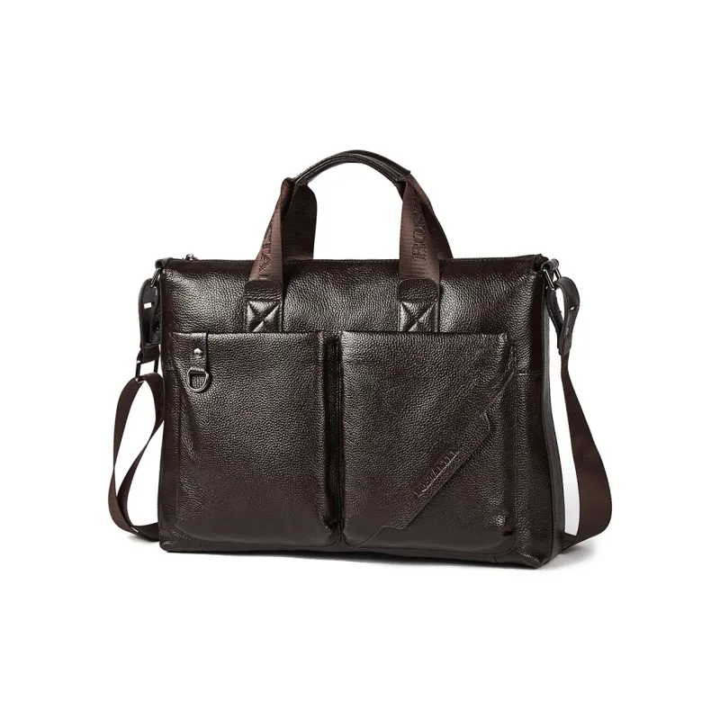 BOSTANTEN Cow Leather One Shoulder Handbags Men's Black/Coffee-4