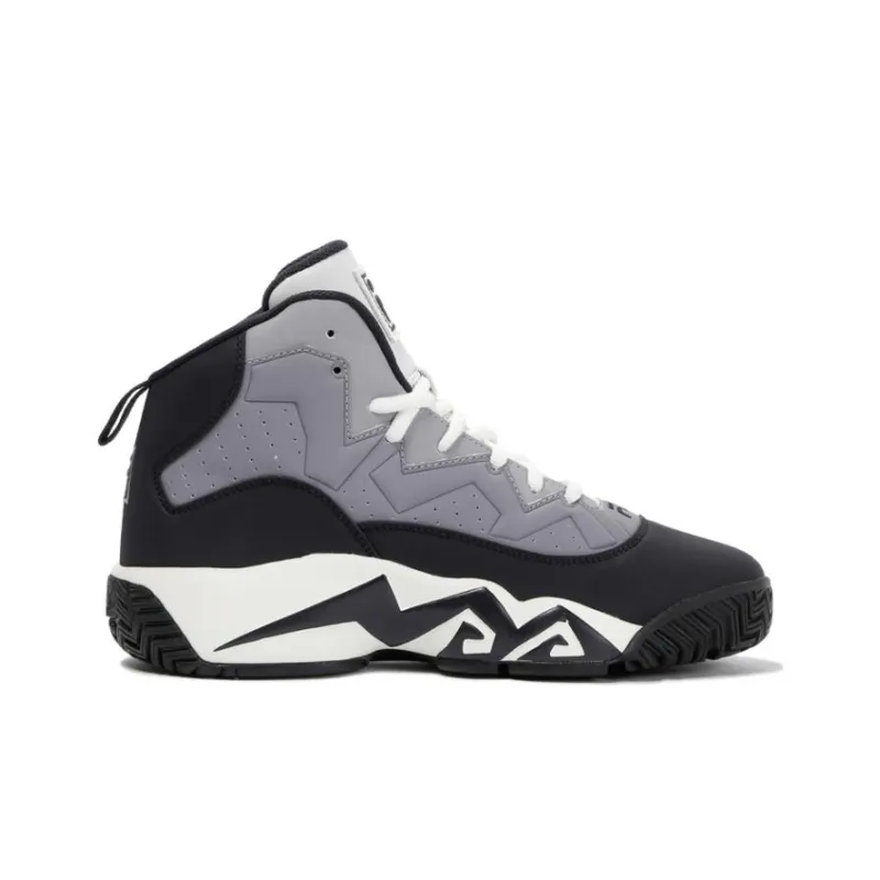 FILA MB Cushioning Wear Resistant Mid Top Basketball Shoes Unisex Black White Gray-1