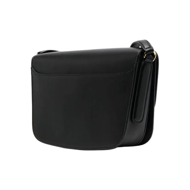 FERRAGAMO Leather Saddle Bag Shoulder Bag Crossbody Bag Women's Black-2