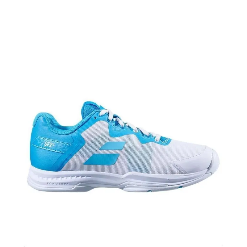 Babolat Slip Resistant And Breathable Low Top Tennis Shoes Women's White Blue-1