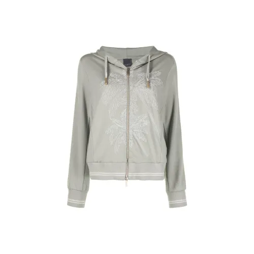 LORENA ANTONIAZZI Palm Tree-embroidered Zipped Hoodie