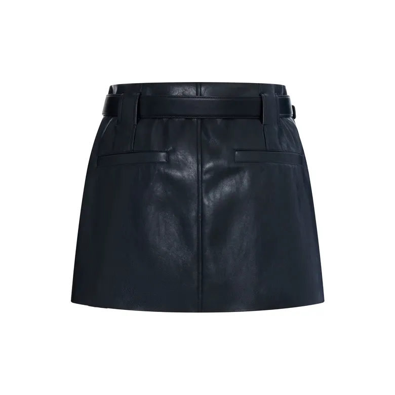 MOCO Leather Short Skirts Women's Black-1