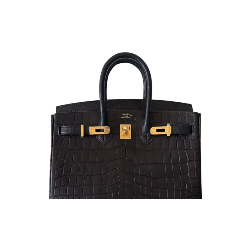 HERMES Birkin Crocodile Leather Handbag Women's 89 Noir Black-1