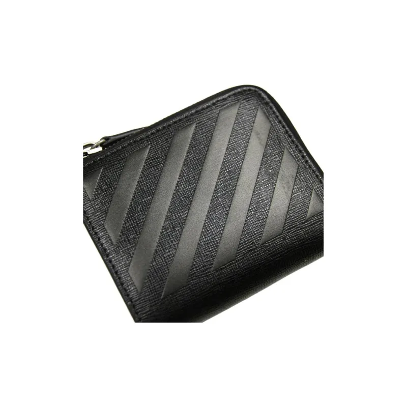 OFF WHITE 3D Diag Saff 4 Card Slot Zip Wallet Black-2