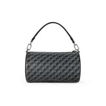 GUDI PVC Cylinder Bag Handheld Crossbody Bag Regular Men's Black