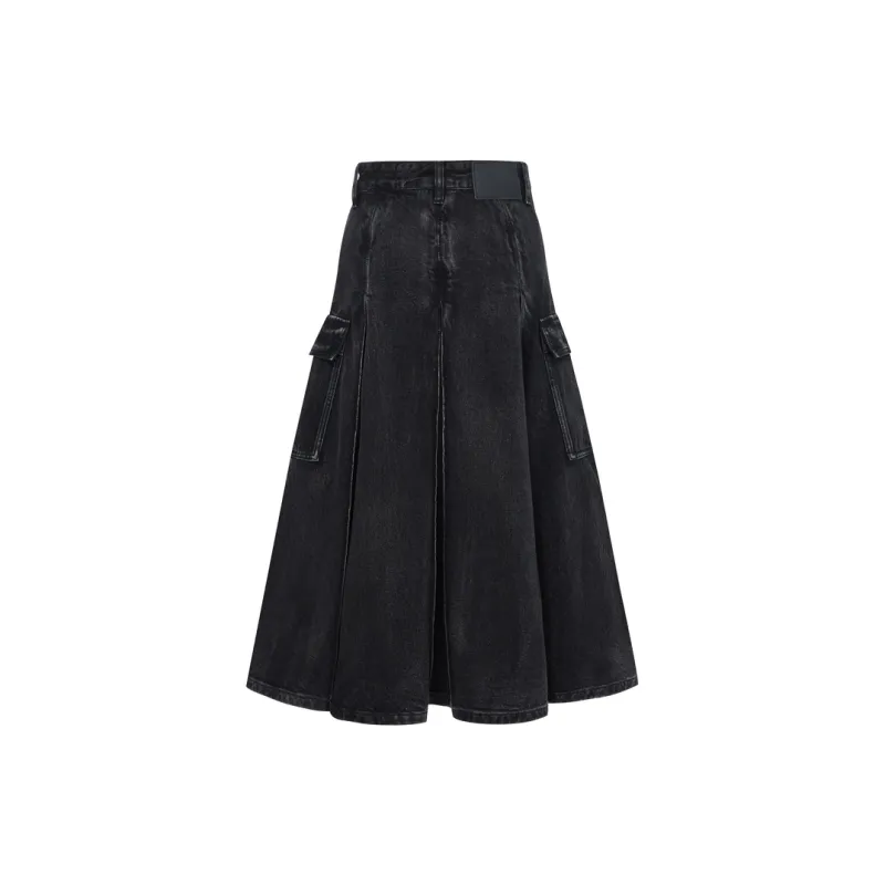 MOCO Denim Long Skirts Women's Denim Black-1
