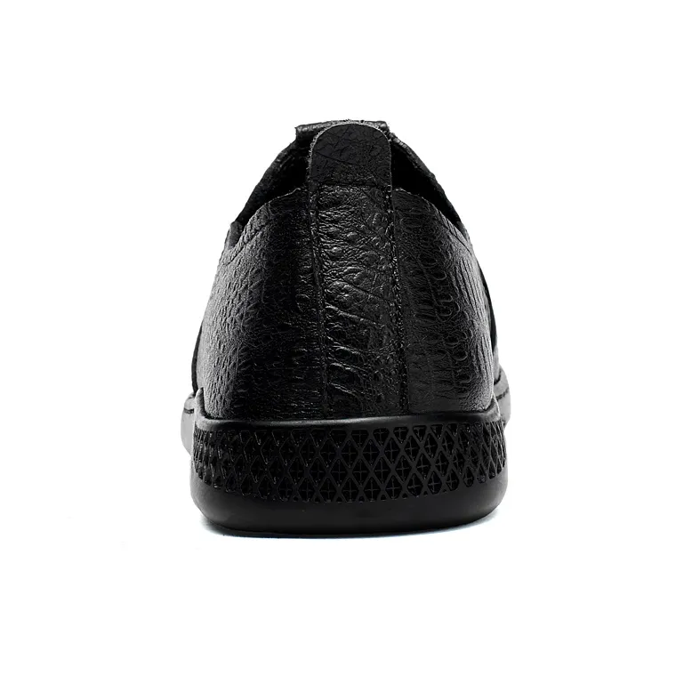 DILIKAN Casual Driving Shoes Leather Shoes Men's Black-3