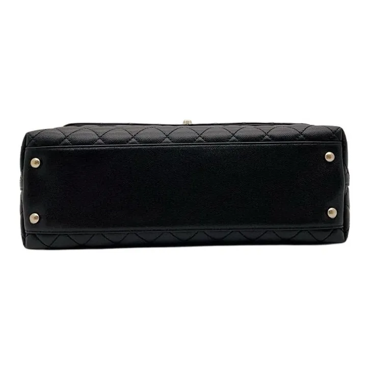 CHANEL Coco Handle Grain Cow Leather Handbag, Shoulder Bag, Crossbody Bag Tubas Women's Black-3
