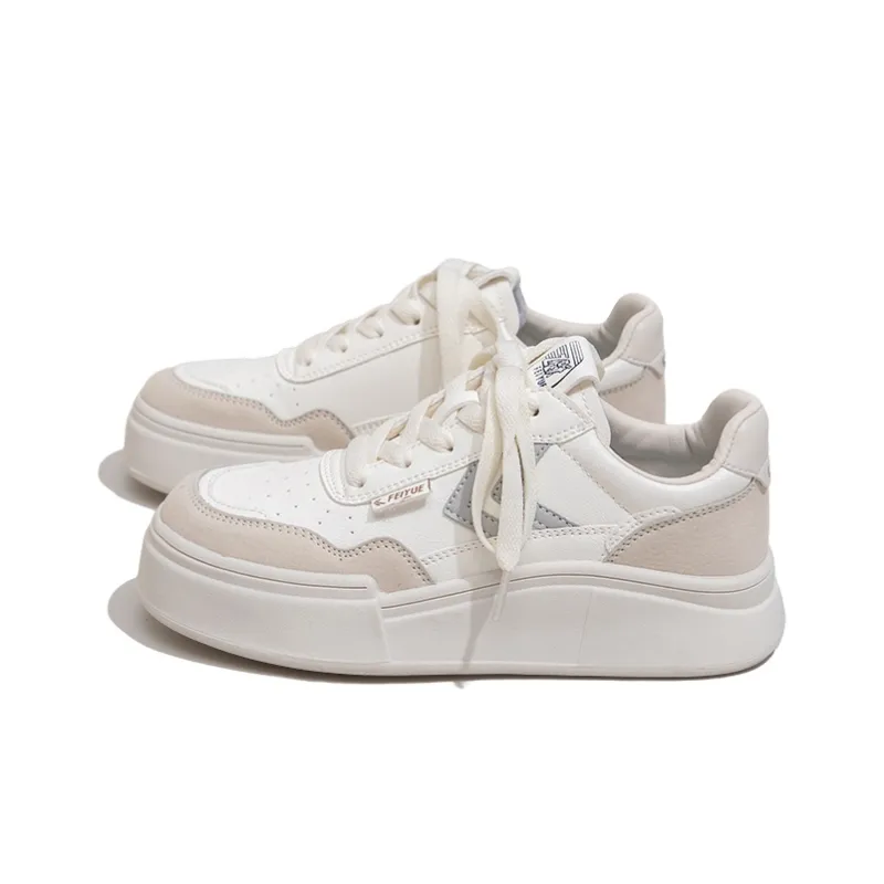 Feiyue Anti Slip Wear Resistant Low Top Skateboard Shoes Women's Ecru/Gray-2