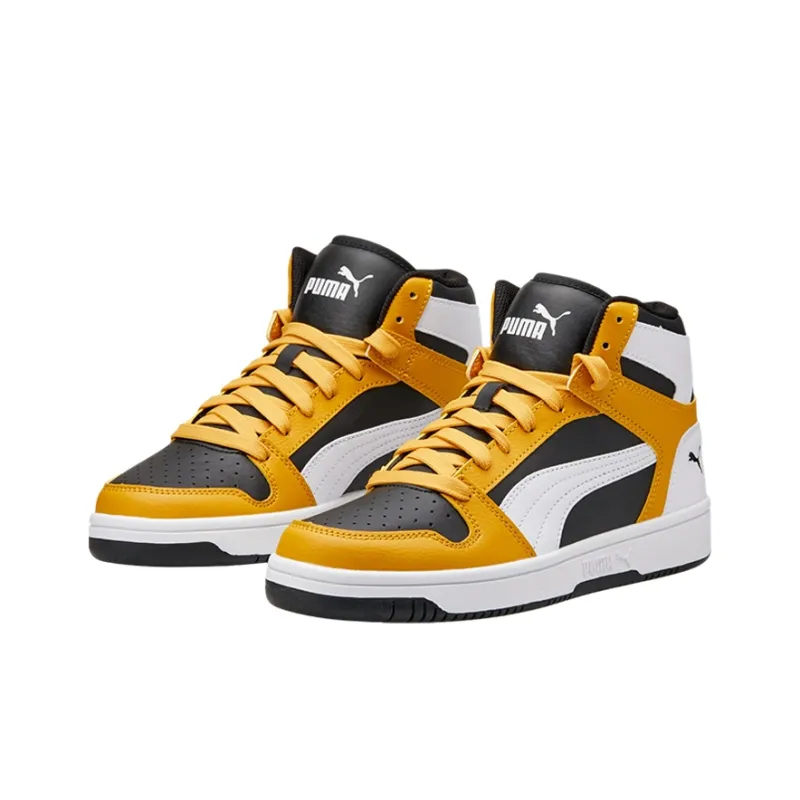 PUMA Rebound Layup Cushioning Wear-Resistant High-Top Skateboard Shoes Unisex Orange Yellow-2